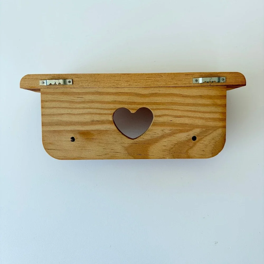 Vintage Pine Wood Wall Shelf Heart Cutout 2 Peg Towel Rack Country Rustic 12in